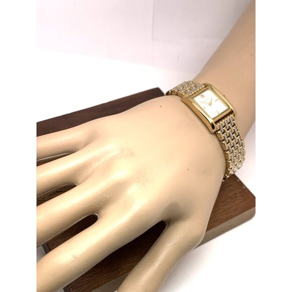 Tory Burch Women's Watch TBW1066 Quartz Two Tone Stainless Steel Tank 19mm - Picture 5 of 14